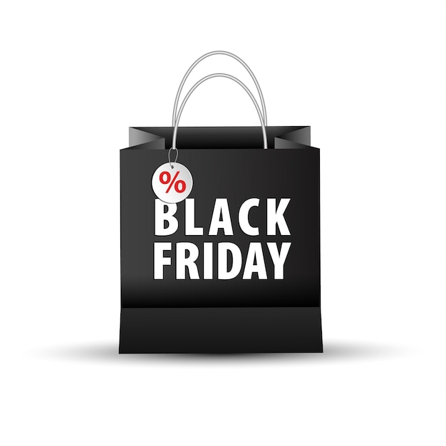 Vuoto sacchetto di carta commerciale, colore nero per il Black Friday