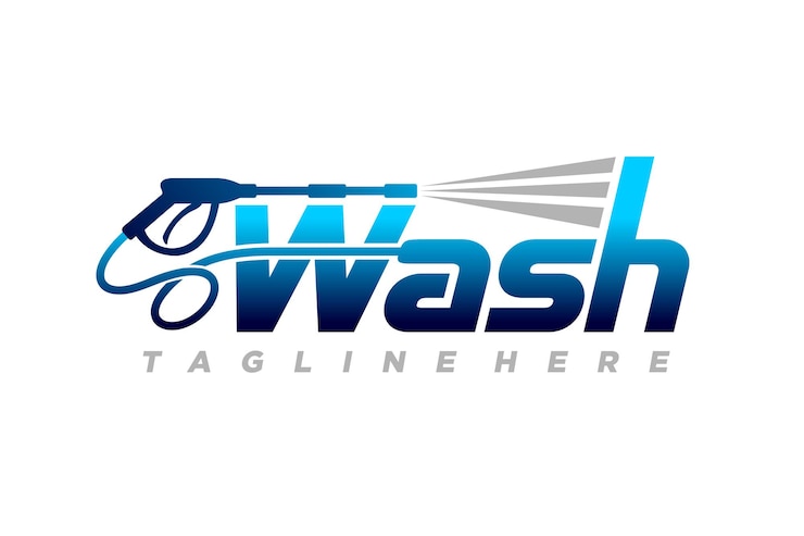 Vettore wash lettering logo logo powerwash