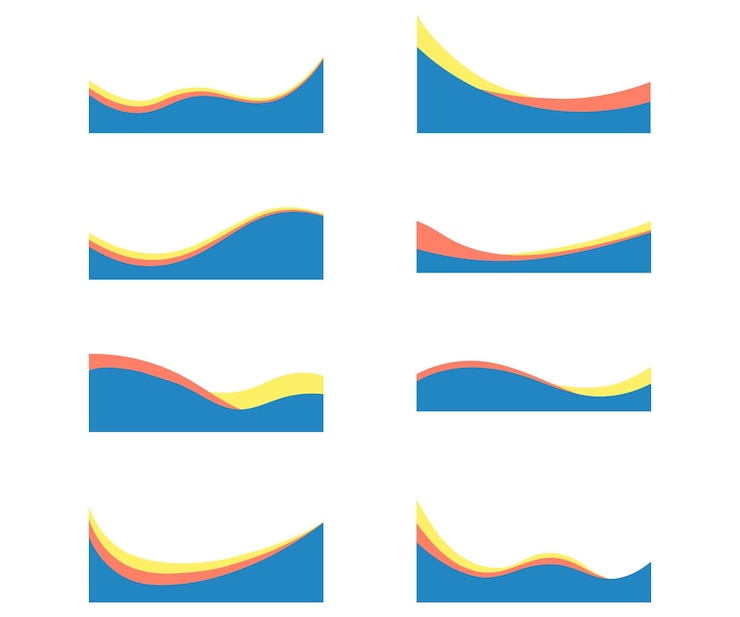 Vettore wave astratto piè di pagina banner raccolta di sfondo isolato su bianco