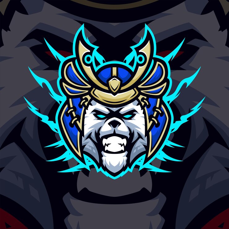 Weasel samurai masscot logo esport illustrazione vettore premium