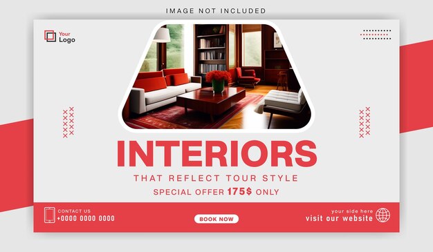Web Banner Design con il concetto di un bellissimo design d'interno