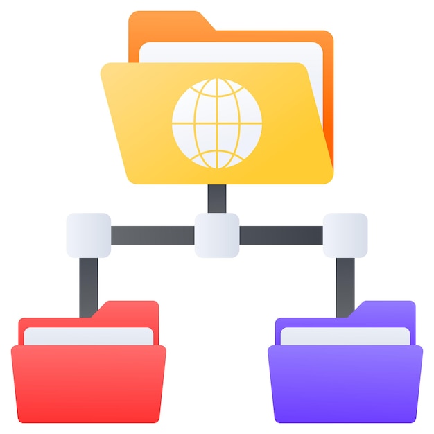 Web based File Folder Manager App concept Browsing Directory Online vector color design Web hosting