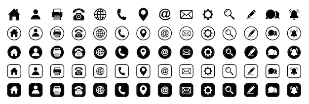 Web icon set Home location globe message mail telephone information support search Contact and web icons set Website set icon vector