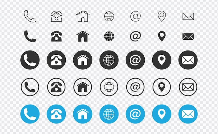 Vettore web icon set website set icon contact as flat icon solid style isolato set di icone per biglietti da visita