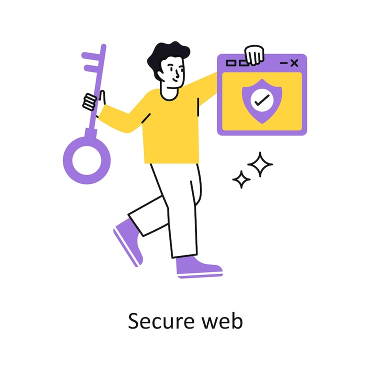 Vettore web sicura illustrazione vettoriale del concetto isolata su sfondo bianco
