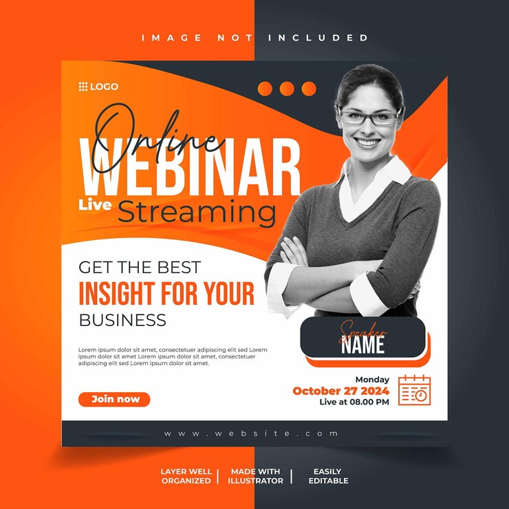 Vettore webinar aziendale online progettazione di modelli di banner per social media