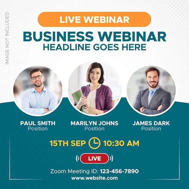 Webinar dal vivo e banner di videoconferenza online per instagram post web zoom e social media
