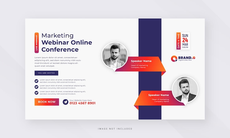 Vettore webinar dal vivo marketing online conferenza aziendale banner web e design del modello di copertina di facebook