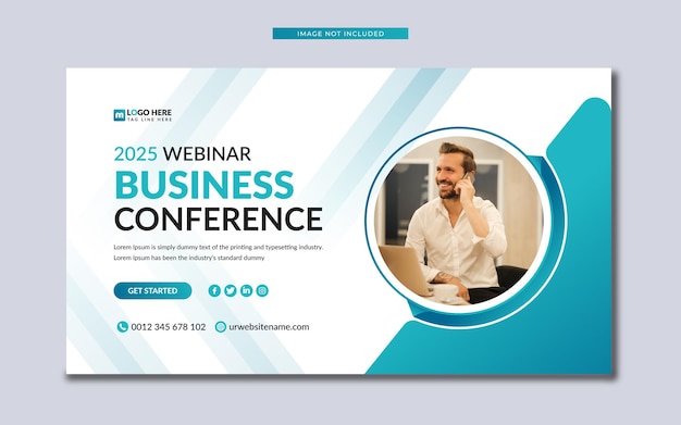 Webinar marketing conferenza aziendale modello di pagina di destinazione banner web social media
