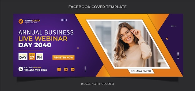 Webinar online dal vivo della conferenza annuale di affari facebook banner o web template design vector eps