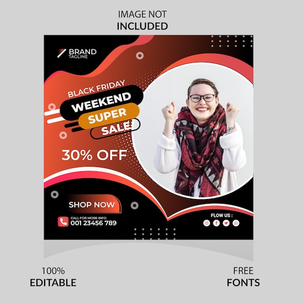 Weekend Super Sale Social Media Post Design