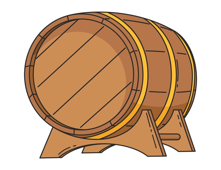 Vettore whiskey icona di barile d'alcol in legno vettoriale disegno pubblicitario di prodotti alcolici isolato su bianco