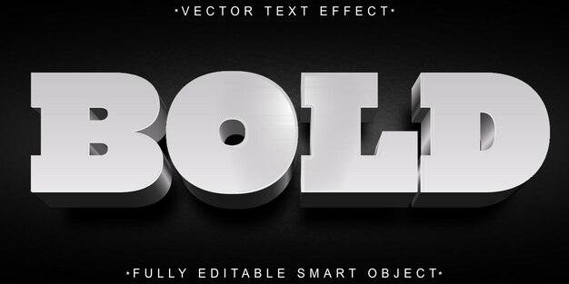White Bold Vector Effetto di testo dell'oggetto intelligente completamente modificabile