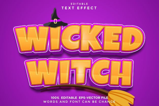 Wicked Witch Editable Text Effect in stile cartone animato 3D