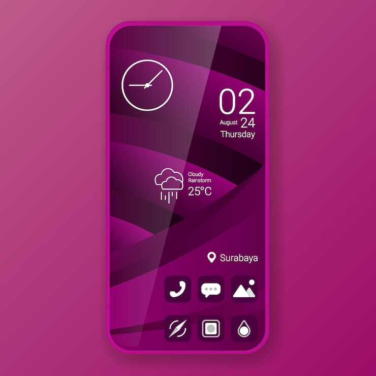 Vettore widget dell'interfaccia utente per smartphone realistico design a tema viola elegante