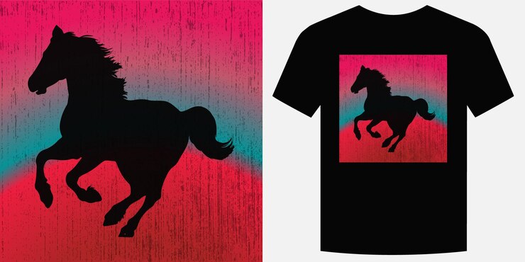 Vettore wild galloping horse retro vintage t-shirt design illustrazione vettoriale di sfondo design di maglietta trendy