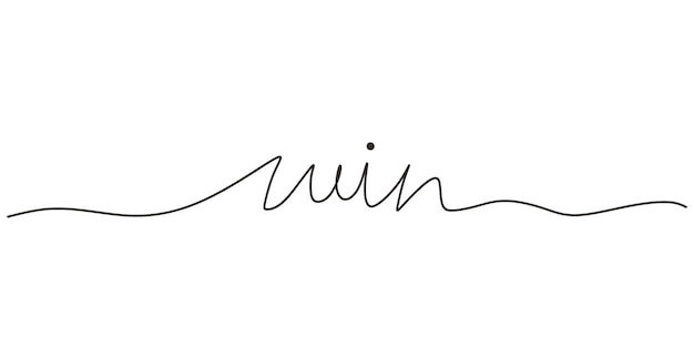 Win Disegno continuo a una linea Frase di testo scritta con design minimalista disegnato a mano