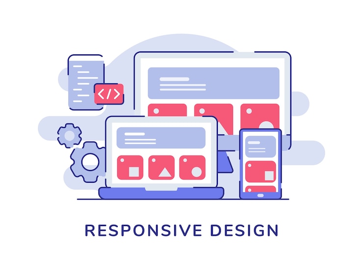 Vettore wireframe dell'interfaccia utente di design reattivo sul display portatile con stile contorno piatto