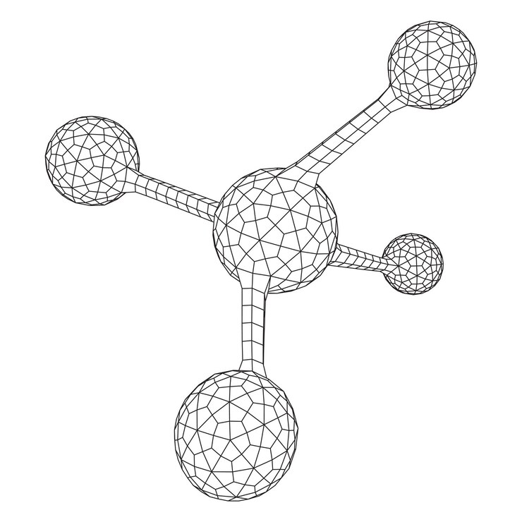 Vettore wireframe mesh molecola connessione struttura low poly illustrazione vettoriale scienza e salute medica...