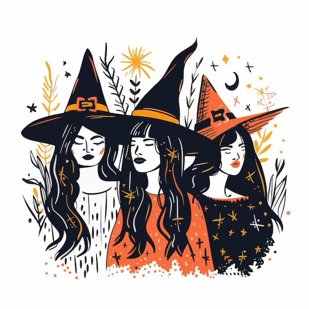 Witchy Vibes Costume Festa di Halloween Vettore colorato