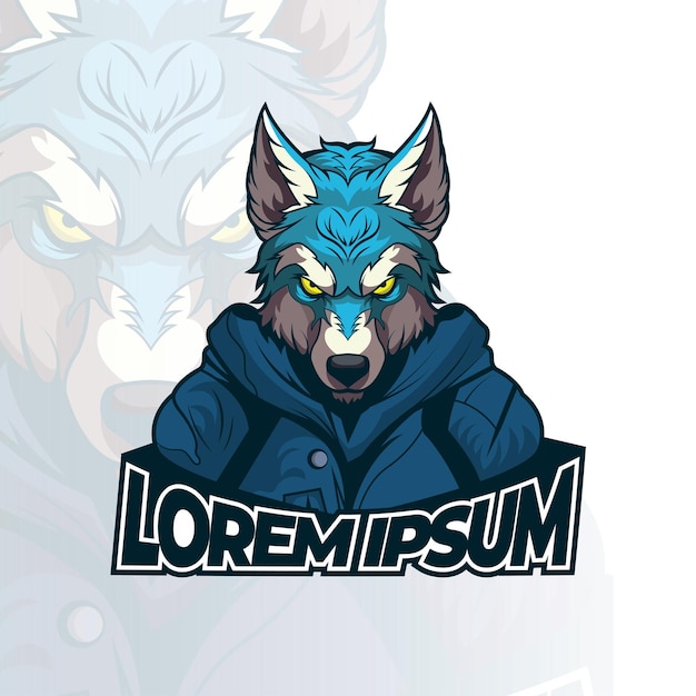 Wolf gamer mascotte logo design illustrazione design mascotte testa di lupo icon design