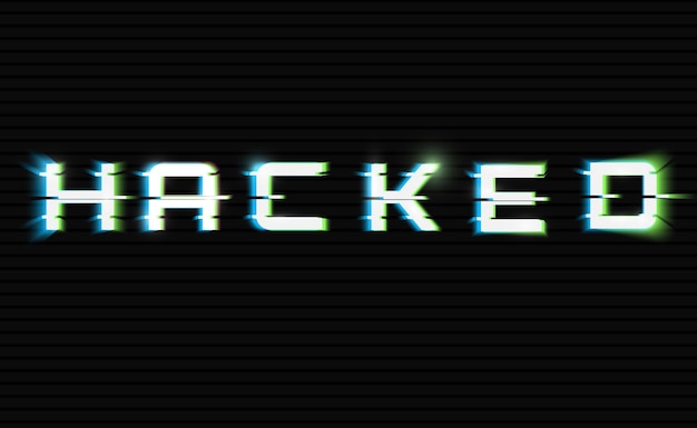 Word Hacked Glitch illustrazione vettoriale Cyber Crime Concept Abstract Digital Backgroundx9xAxA