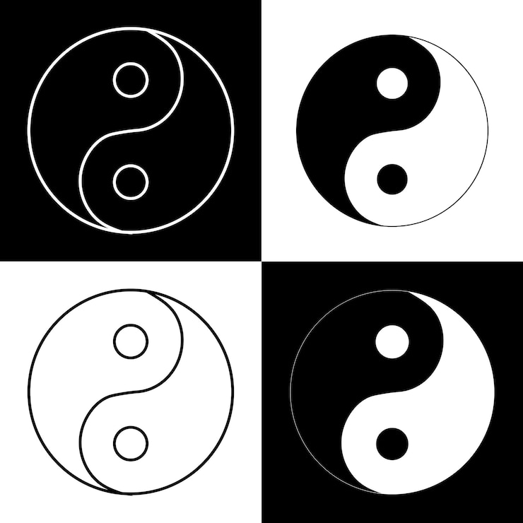 Vettore yin yang set di icone illustrazione vettoriale