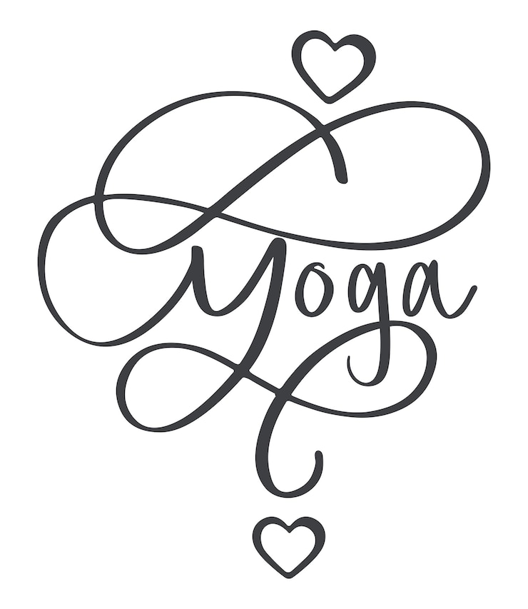 Vettore yoga concept iscrizione tipografia design logo su vita sana e fitness per manifesti di citazioni di motivazione