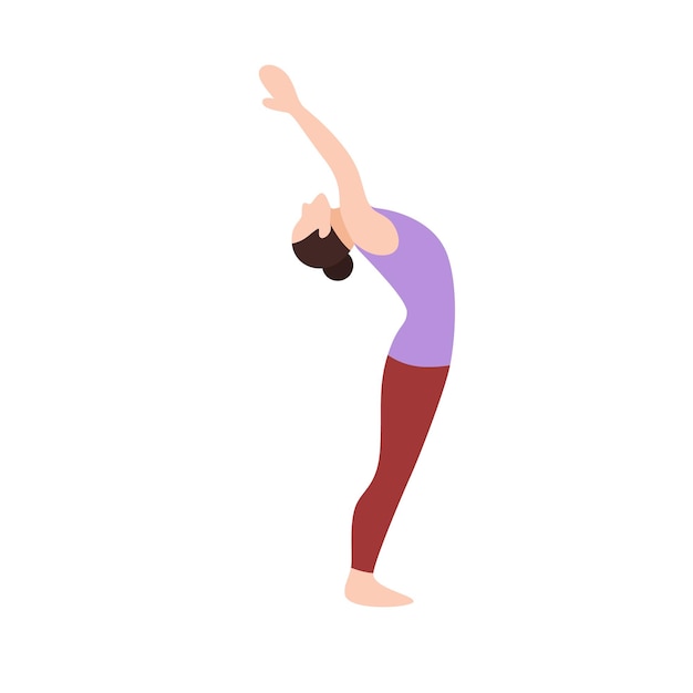 Yoga pose flat illustrazione hairbun tanktop e leggings