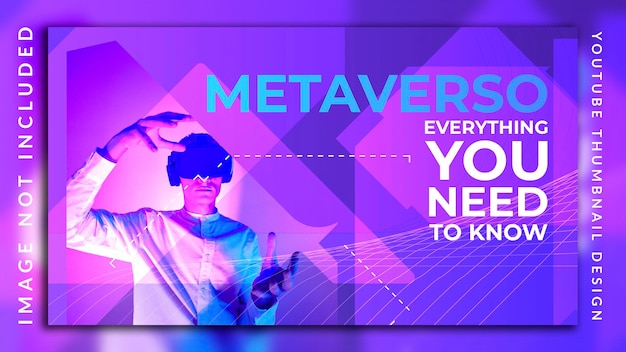 Youtube thumbnail neon futuristico tecnologia astratta metaverse concept design