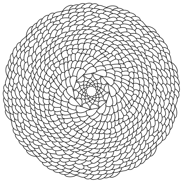 Zen contorno mandala di molte scale da colorare antistress con forma rotonda ed elementi ad arco