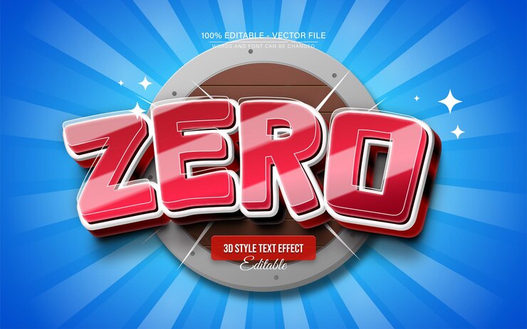 Zero Hero 3D Text Effect for Poster Logo and TShirt Template