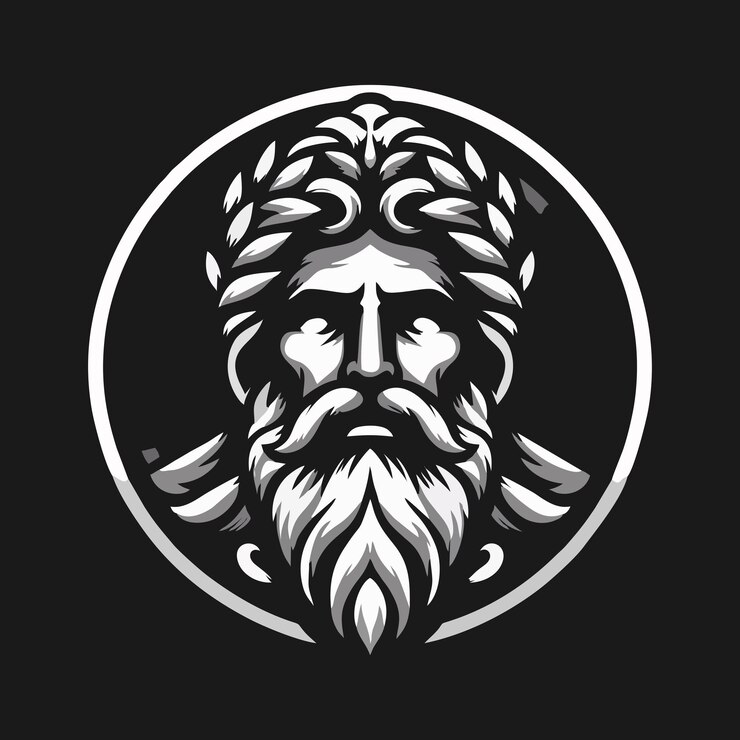 Vettore zeus vecchio uomo barba logo icon design illustrazione