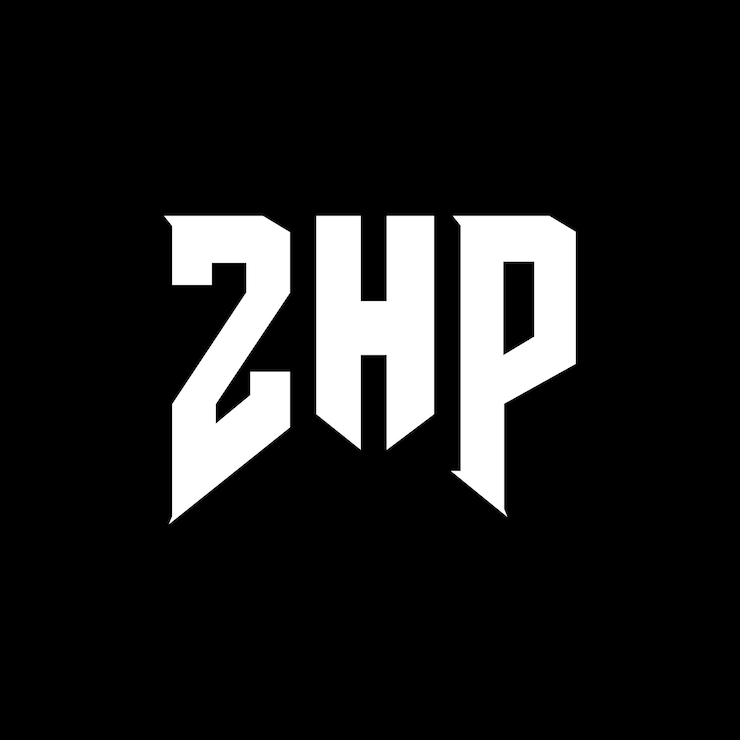 Vettore zhp letter logo design per l'azienda tecnologica zhp logo design combinazione di colori bianco e nero zhp logo zhp vettore zhp design zhp icona zhp alfabeto zhp tipografia logo design