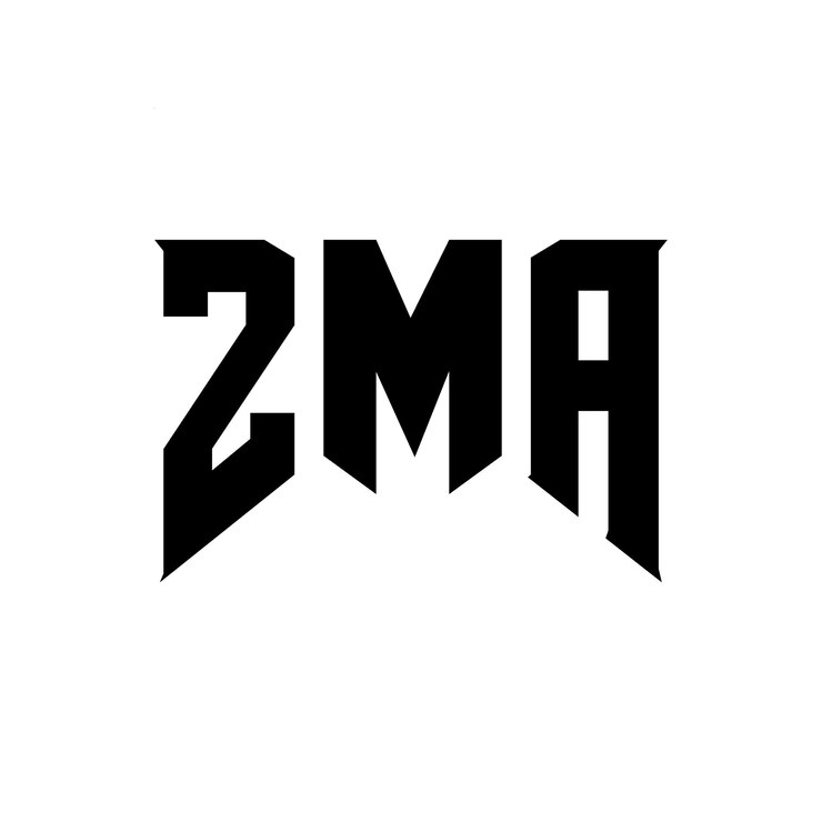 Vettore zma letter logo design per l'azienda tecnologica zma logo design combinazione di colori bianco e nero zma logo zma vettore zma design zma icona zma alfabeto zma tipografia logo design