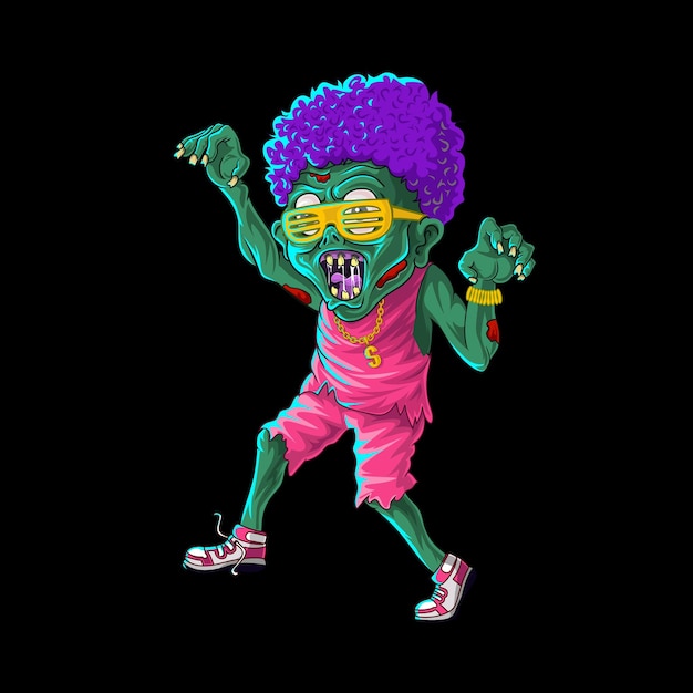 Zombie del fumetto che fa danza tamponando