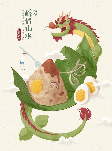 Zongzi con un drago cinese