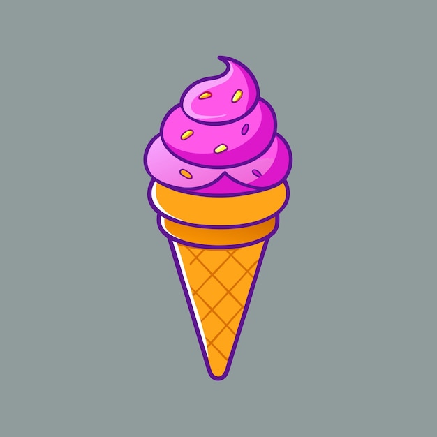Zooming cono di gelato vettore di cartoni animati fast food al volo vettore isolato in stile piatto