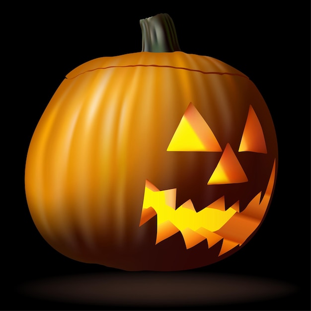 Zucca di Halloween Jack O Lantern su nero