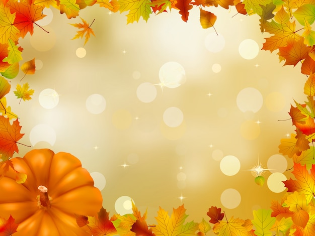 Zucche e foglie d'autunno.