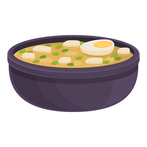 Zuppa coreana icona vettore cartone animato Piatto cibo Cucina noodle