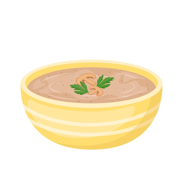 Zuppa di crema di funghi in ciotola illustrazione vettoriale