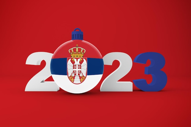 2023 jaar met servië ornament