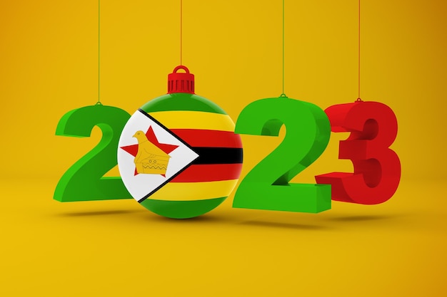 Gratis foto 2023 jaar met vlag van zimbabwe