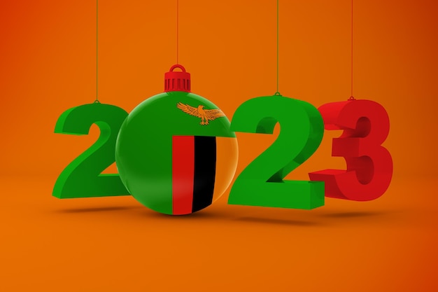 Gratis foto 2023 jaar met zambia vlag