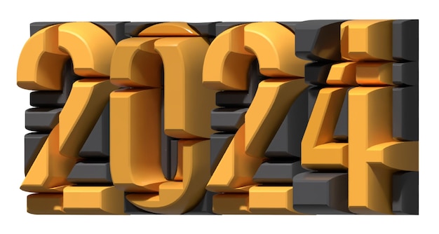 Gratis foto 2024 alphabet number 3d render isometrische abstracte compositie vormen.