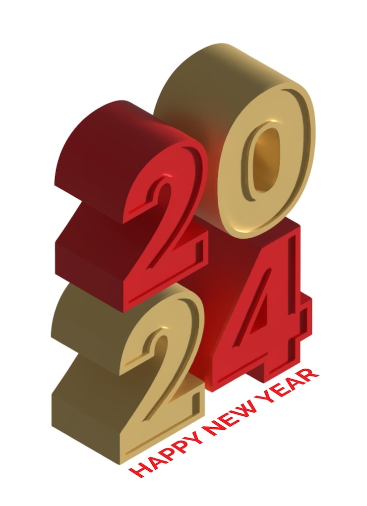 Gratis Foto 2024 alphabet number 3d render isometrische typografie geïsoleerde achtergrond.