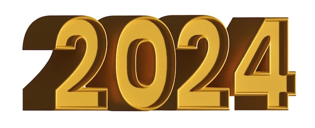 2024 Alphabet Number Realistische 3D Render Oranje kleur.