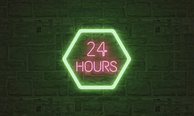 24 uur neonlicht, realistisch veelkleurig extra gloeiend lettertype