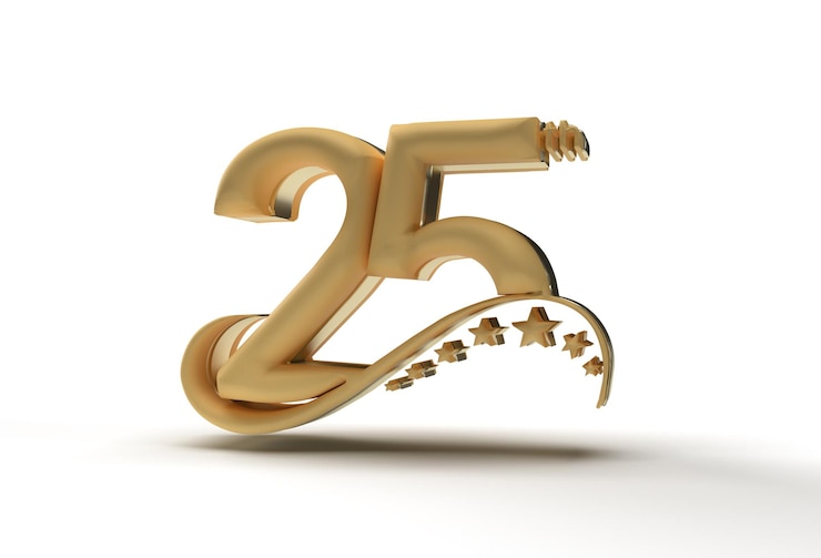 Gratis Foto 25e verjaardag viering 3d render afbeelding ontwerp.
